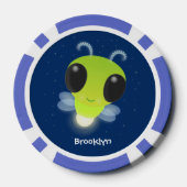 かわいい緑のグローブバグ蛍の漫画イラストレーション ポーカーチップ (裏面)