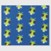 かわいい緑のグローブバグ蛍の漫画イラストレーション ラッピングペーパー (フラット)