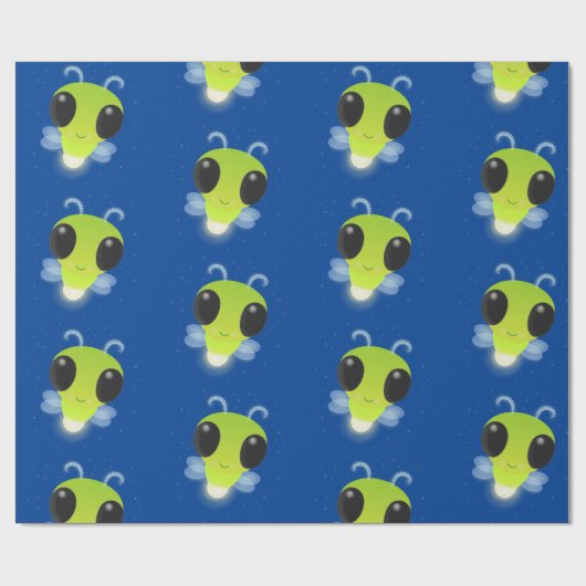 かわいい緑のグローブバグ蛍の漫画イラストレーション ラッピングペーパー (フラット)