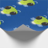 かわいい緑のグローブバグ蛍の漫画イラストレーション ラッピングペーパー (角)