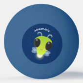 かわいい緑のグローブバグ蛍の漫画イラストレーション 卓球ボール (裏面)