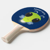 かわいい緑のグローブバグ蛍の漫画イラストレーション 卓球ラケット (正面アングル)