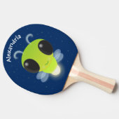 かわいい緑のグローブバグ蛍の漫画イラストレーション 卓球ラケット (横)