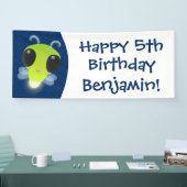 かわいい緑のグローブバグ蛍の漫画イラストレーション 横断幕 (トレードショー)