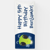 かわいい緑のグローブバグ蛍の漫画イラストレーション 横断幕 (縦)