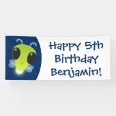 かわいい緑のグローブバグ蛍の漫画イラストレーション 横断幕 (横)