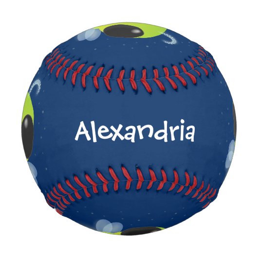 かわいい緑のグローブバグ蛍の漫画イラストレーション 野球ボール (裏面)