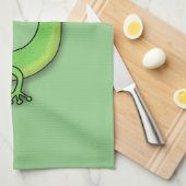 かわいい緑のゲッコトカゲ漫画イラストレーション キッチンタオル (四つ折り)
