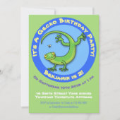 かわいい緑のゲッコ漫画 招待状 (正面)