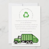 かわいい緑のゴミ収集車 子供のあらゆる年齢の誕生日 サンキューカード (正面)