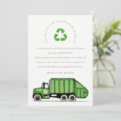 かわいい緑のゴミ収集車 子供の誕生日 すべての年齢 サンキューカード (スタンド正面)