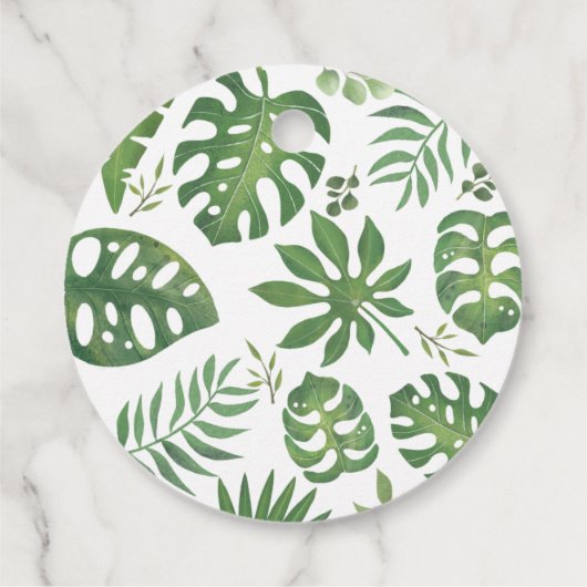 かわいい緑のサファリ動物誕生日ベビーシャワー フェイバータグ (裏面)