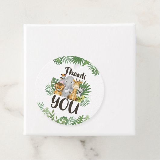 かわいい緑のサファリ動物誕生日ベビーシャワー フェイバータグ (インサイチュ)