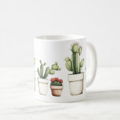 かわいい緑のサボテンのポット コーヒーマグカップ (正面右)