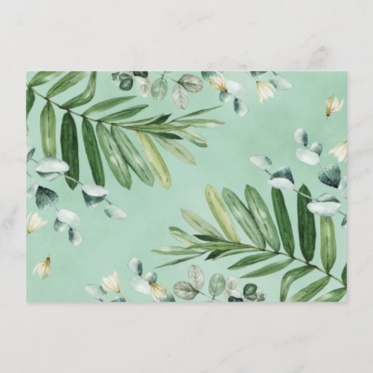 かわいい緑のジャングル動物の本ベビー エンクロージャーカード (裏面)