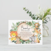 かわいい緑のジャングル動物の本ベビー エンクロージャーカード (スタンド正面)