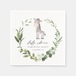 かわいい緑のゼブラの葉のリース赤ちゃんシャワー スタンダードカクテルナプキン