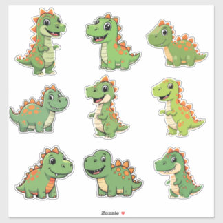 かわいい緑のティラノサウルス恐竜子供用ビニールステッカー シール