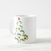 かわいい緑のトカゲのクリスマスツリー コーヒーマグカップ (正面左)