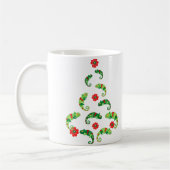 かわいい緑のトカゲのクリスマスツリー コーヒーマグカップ (左)
