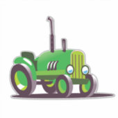 かわいい緑のトラクター シール (正面)
