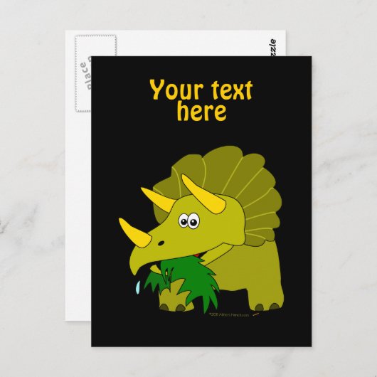 かわいい緑のトリケラトプスの漫画恐竜 ポストカード (正面/裏面)