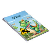 かわいい緑のトレックスパーソナライズされた恐竜 ノートブック (右側)