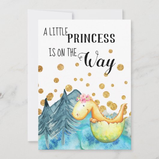 *~*かわいい緑のドラゴンで赤ちゃんの子をシャワー 招待状 (正面)