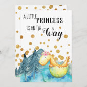 *~*かわいい緑のドラゴンで赤ちゃんの子をシャワー 招待状 (正面/裏面)