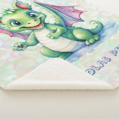 かわいい緑のドラゴンと泡の男の子カスタムプレゼント シェルパブランケット (3/4)