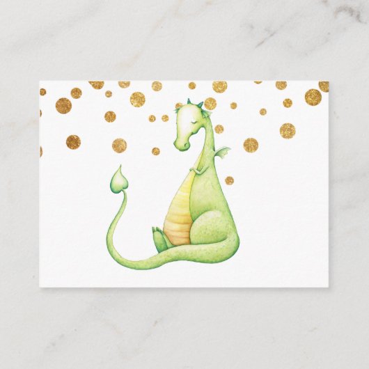 *～*かわいい緑のドラゴンのベビーシャワーおむつラッフル エンクロージャーカード (裏面)