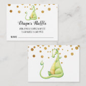 *～*かわいい緑のドラゴンのベビーシャワーおむつラッフル エンクロージャーカード (正面/裏面)