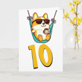 かわいい緑のドラゴンの赤ちゃん(ちび) カード (黄色い花)