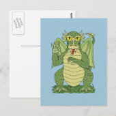 かわいい緑のドラゴン ポストカード (正面/裏面)