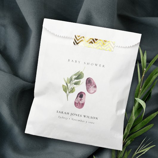 かわいい緑のピンクの女の子の靴の葉ベビーシャワー フェイバーバッグ