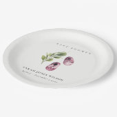 かわいい緑のピンクの女の子の靴の葉ベビーシャワー ペーパープレート (アングル)