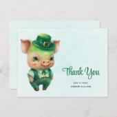 かわいい緑のフェアリーテイル豚ちゃんがおしゃれな衣装で感謝を伝える ポストカード (正面/裏面)