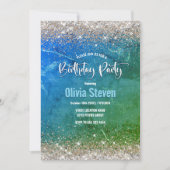 かわいい緑のフェイク金ゴールドグリッターモノグラム 招待状 (正面)