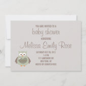 かわいい緑のフクロウのベビーの発表の写真カード 招待状 (裏面)