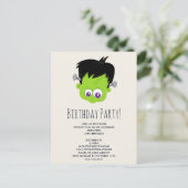 かわいい緑のフランケンシュタインのモンスターの誕生日パーティー ポストカード (スタンド正面)