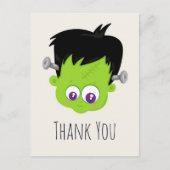 かわいい緑のフランケンシュタインのモンスターの顔、ありがとう ポストカード (正面)