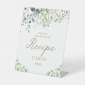 かわいい緑のブライダルシャワーレシピカードサイン 台座サイン (正面)