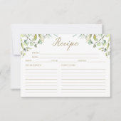 かわいい緑のブライダルシャワーレシピカード (正面)