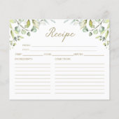 かわいい緑のブライダルシャワーレシピカード (正面)