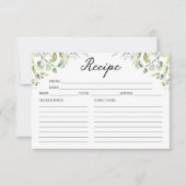 かわいい緑のブライダルシャワーレシピカード (正面)