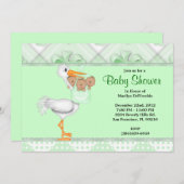 かわいい緑のベビーシャワー 招待状 (正面/裏面)