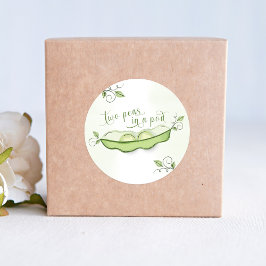 かわいい緑のベビーツインズトゥーエンドウ ラウンドシール