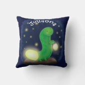 かわいい緑のホタル虫の漫画イラスト クッション (裏面)