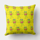 かわいい緑のマンガおもしろいおもしろい子供へ クッション (裏面)