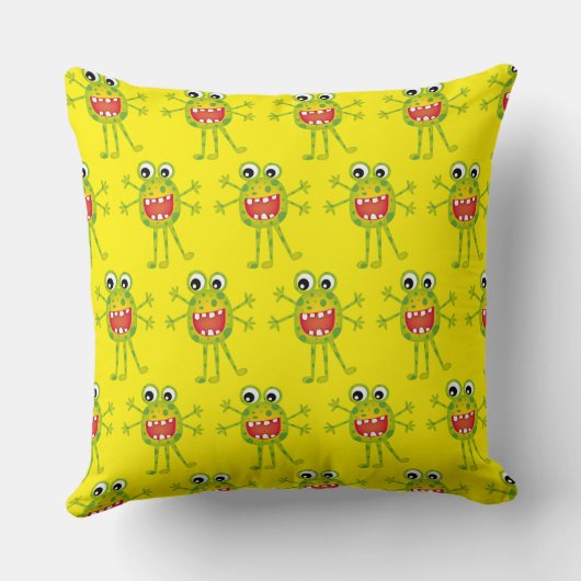 かわいい緑のマンガおもしろいおもしろい子供へ クッション (裏面)